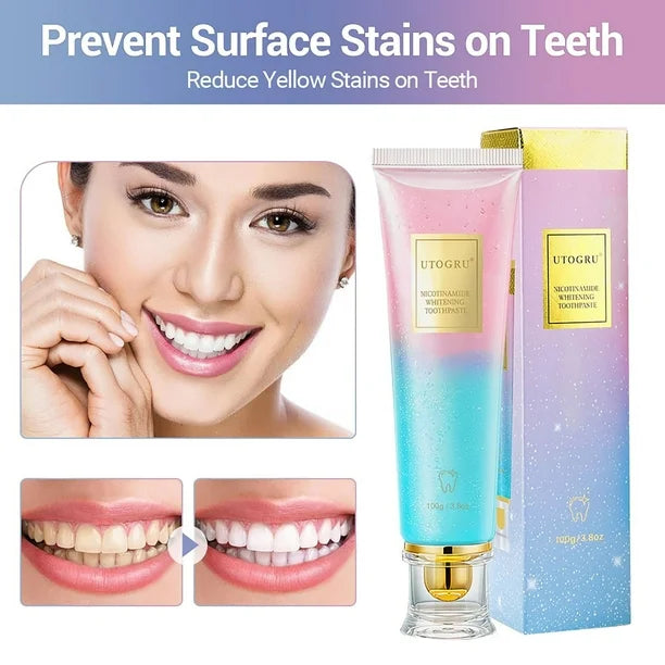 UTOGRU Niacinamide Whitening Toothpaste – Fluoride-Free Formula for Bright Teeth & Fresh Breath