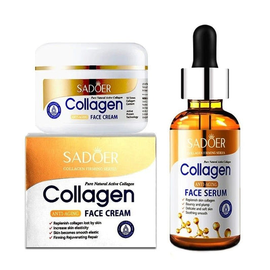 Disaar Natural Collagen Beauty Set – Brightening Face Serum (30ml) & Moisturizing Cream (80g) Anti-Aging Skincare Duo