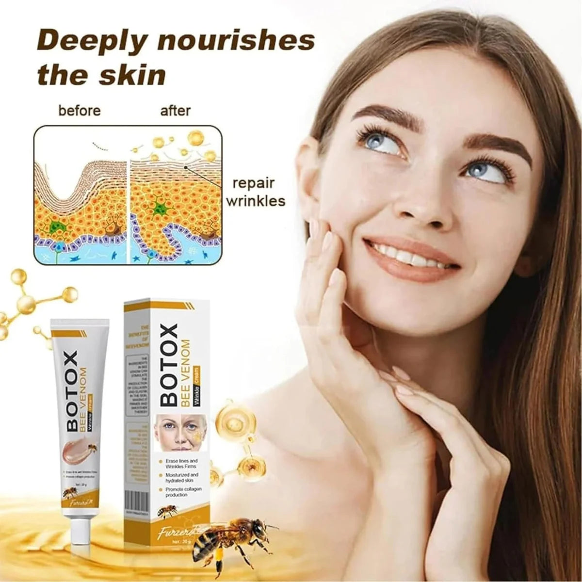 Botox Bee Venom Face Cream – Collagen Boosting Anti-Wrinkle Moisturizer for Skin Tightening