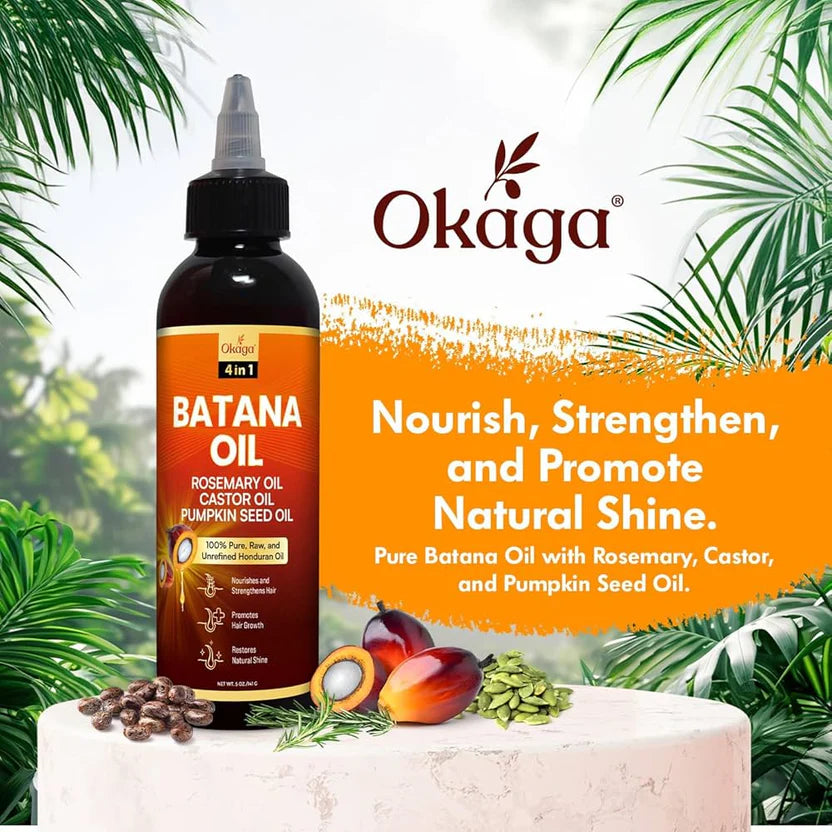 Batana Hair Growth Oil with Rosemary, Castor & Pumpkin Seed Oils – Pure Honduran Formula for Stronger, Shinier Hair (120ml)