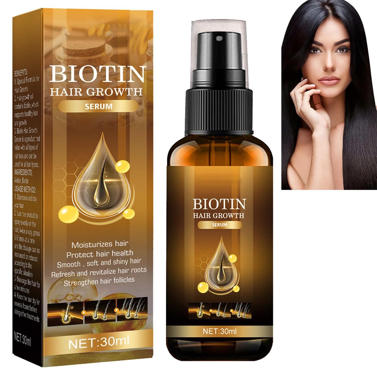 EELHOE Biotin Hair Growth Serum – Scalp Revitalizing & Follicle Strengthening Treatment (30ml)